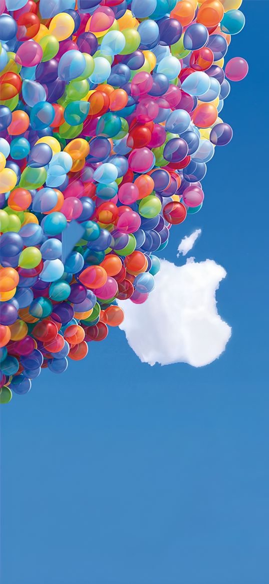 iphone, apple, logo, cloud, balloons, sky