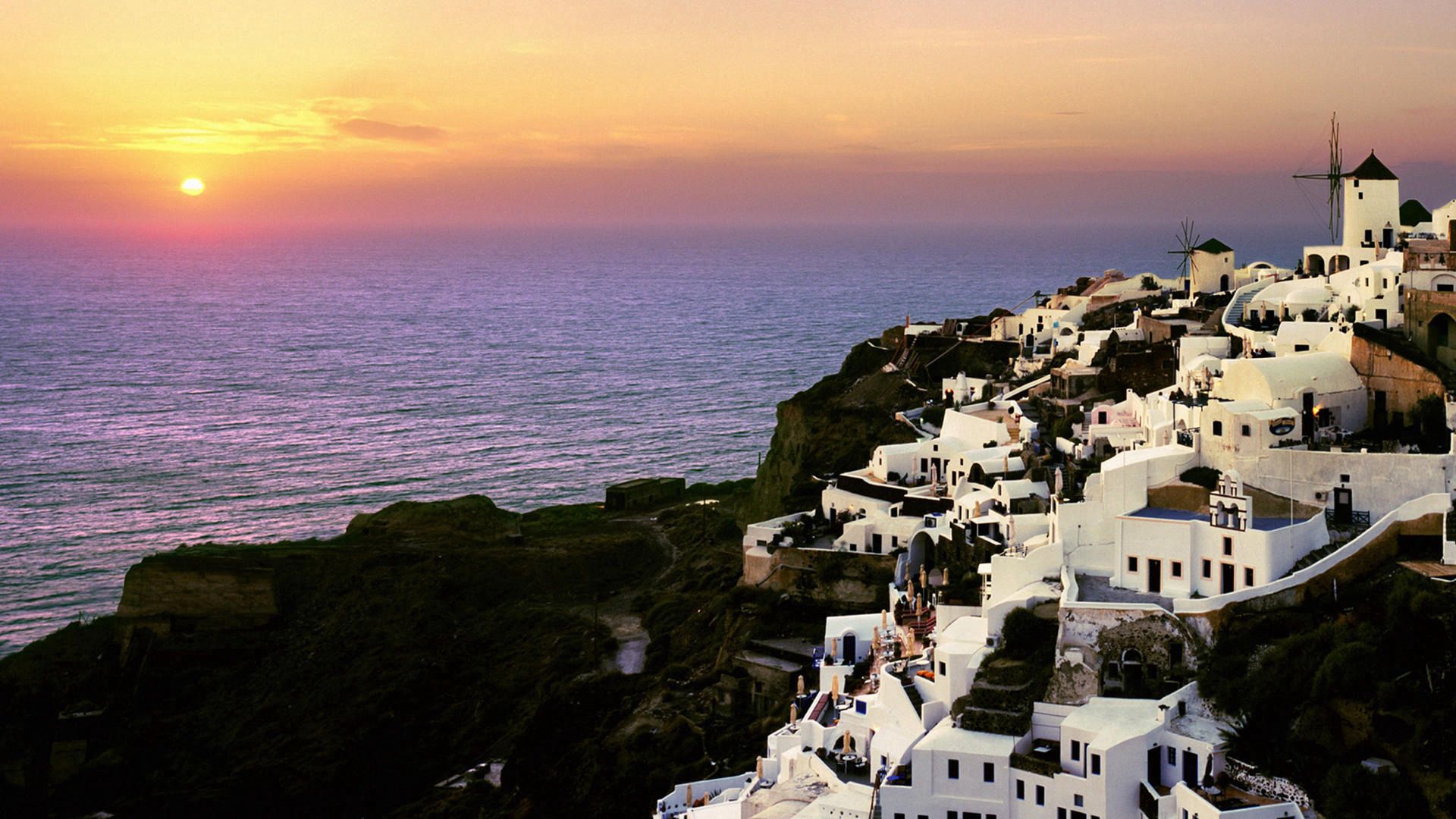 buildings, white, coast, sea, decline