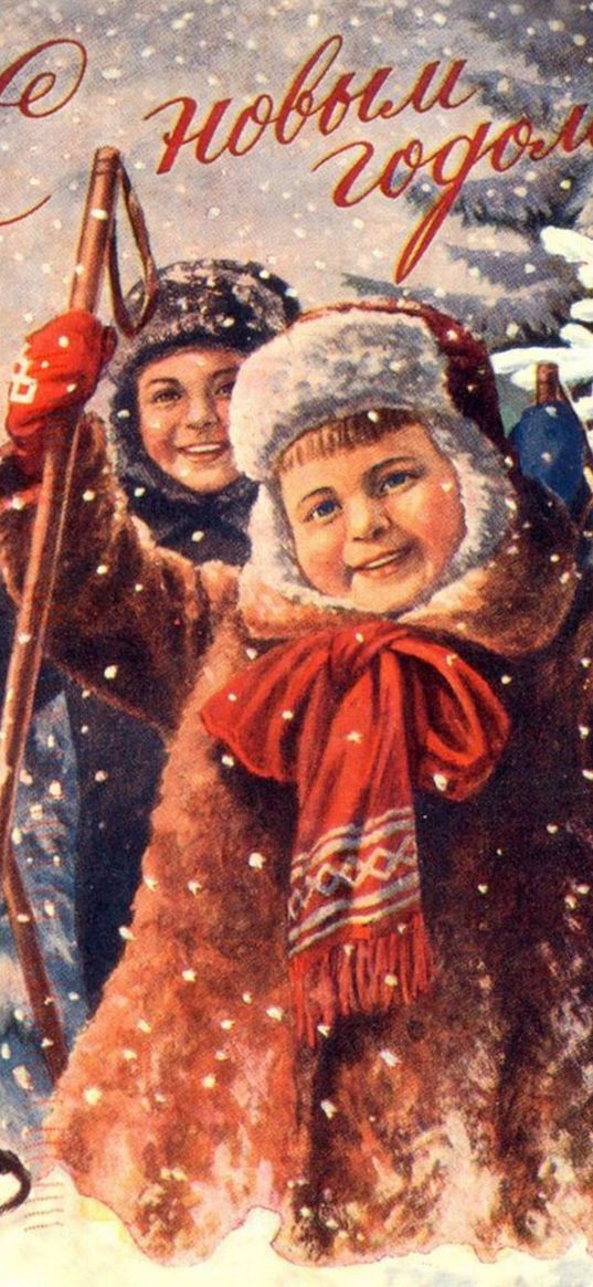 retro, christmas, new year, children, soviet