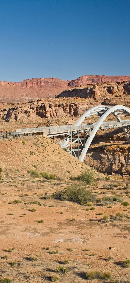 desert, road, bridge, canyons