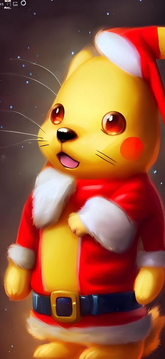 pikachu, new year, santa claus