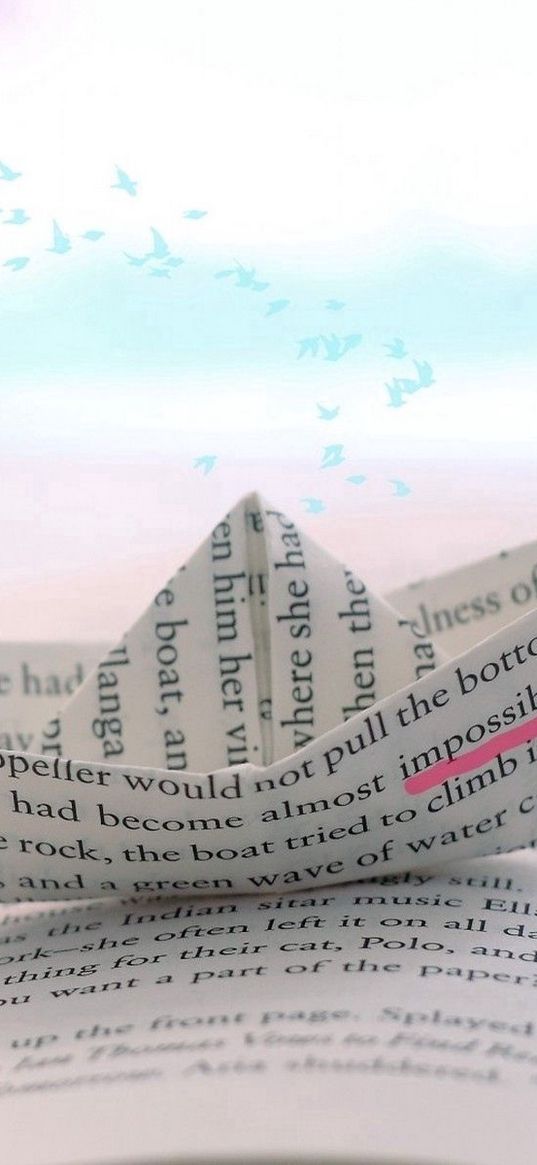 boat, origami, paper, book