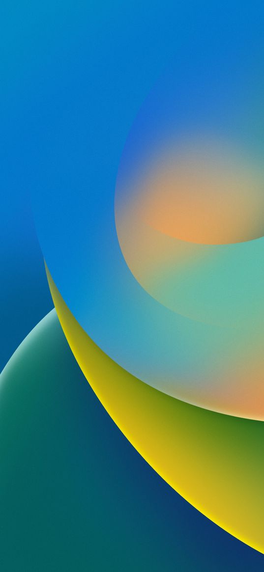 curves, shapes, gradient, blue, green, yellow, abstraction