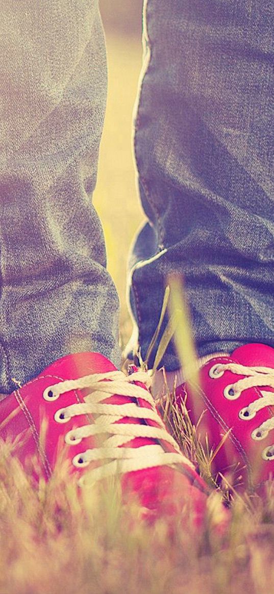 feet, sneakers, grass, light, shoes