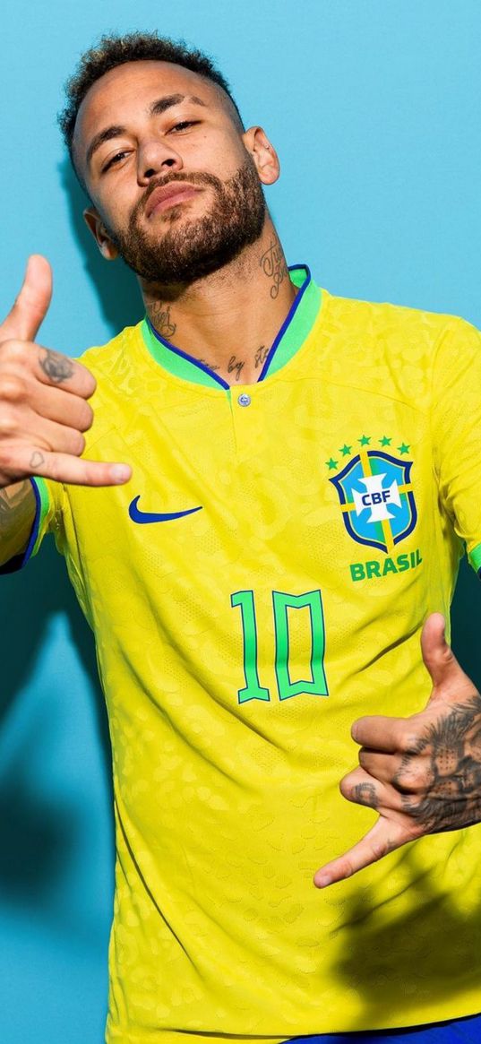 neymar, soccer player, brazil, gesture, blue background, soccer