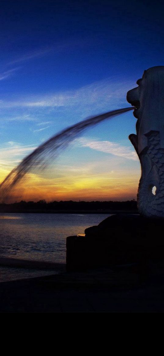 decline, sky, statue, sea, fountain