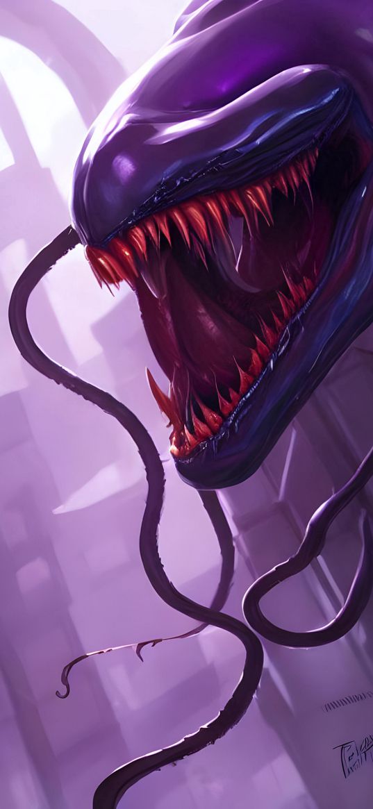 venom, marvel, fangs, art