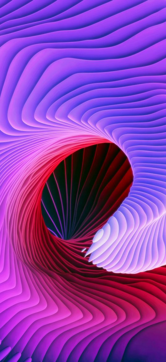 waves, spiral, abstraction, purple, red