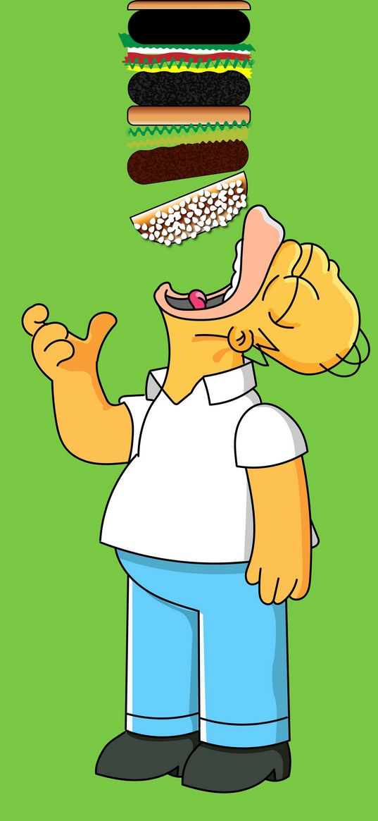 homer simpson, the simpsons, animated series, character, hamburger, art