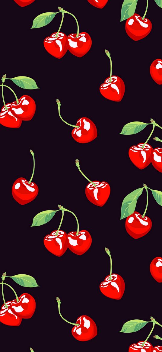 wallpaper, pattern, cherries