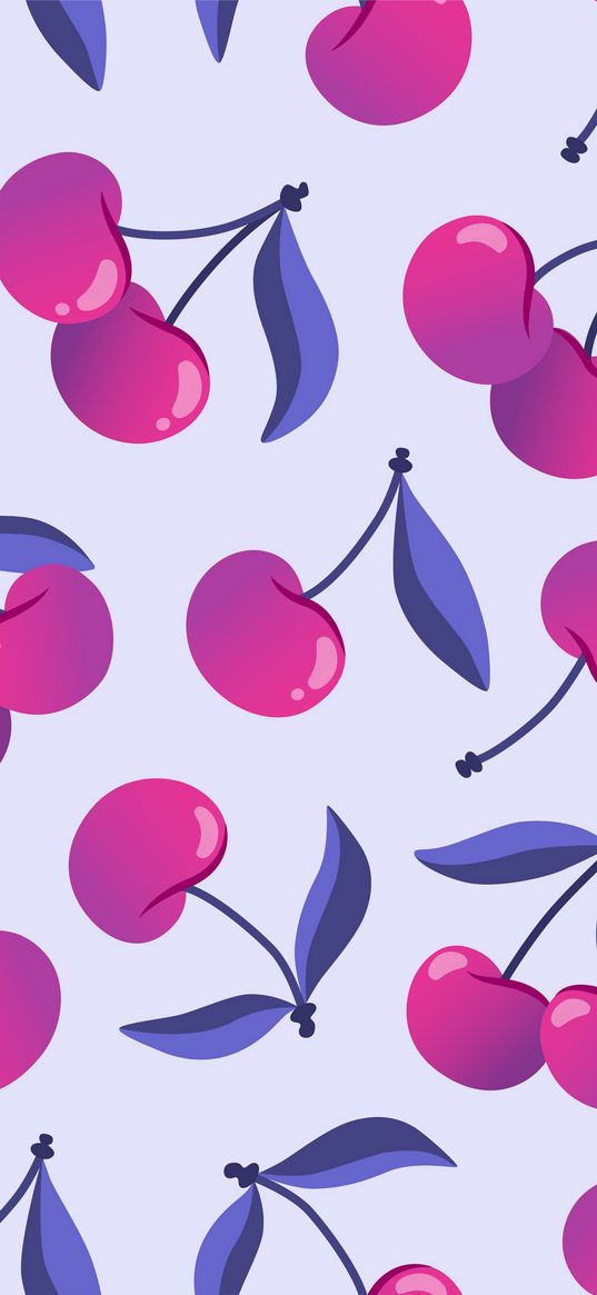 cherries, fruits, aesthetics, pattern, art