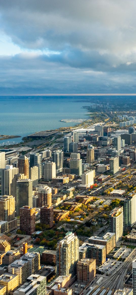 buildings, coast, sea, city, chicago, usa