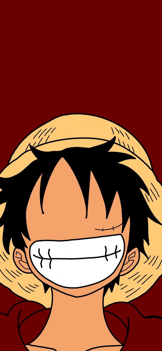 luffy, one piece, anime, character, portrait, minimalism, art