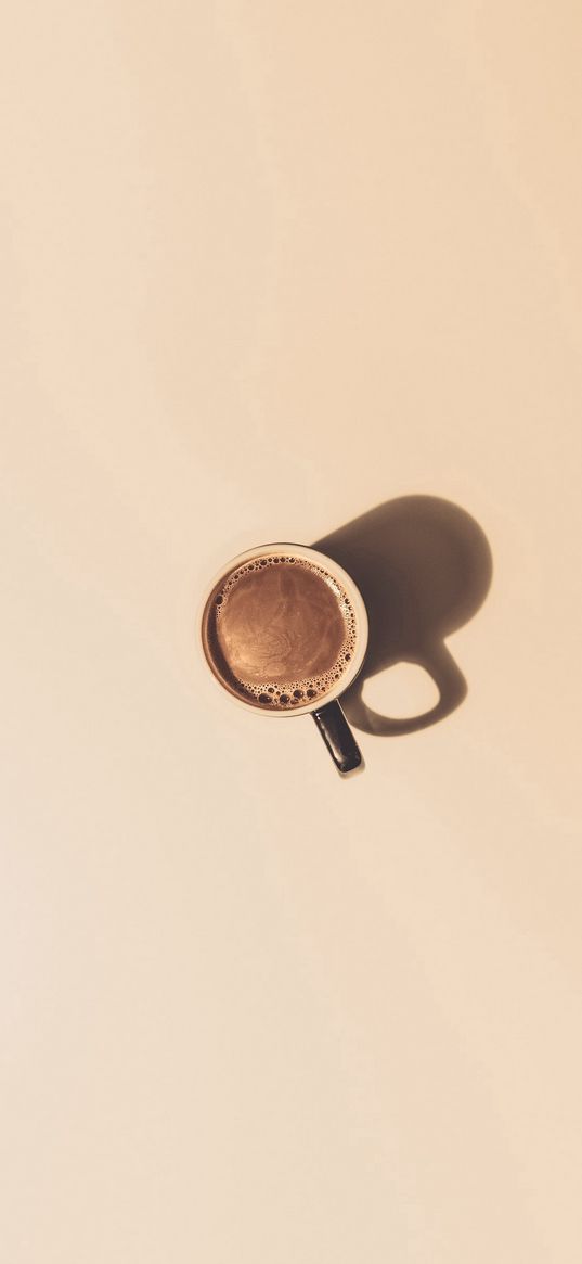 mug, coffee, drink, beige background, minimalism