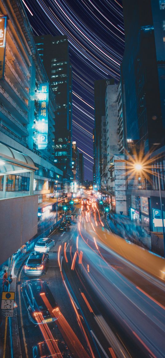 city, lights, long exposure, night