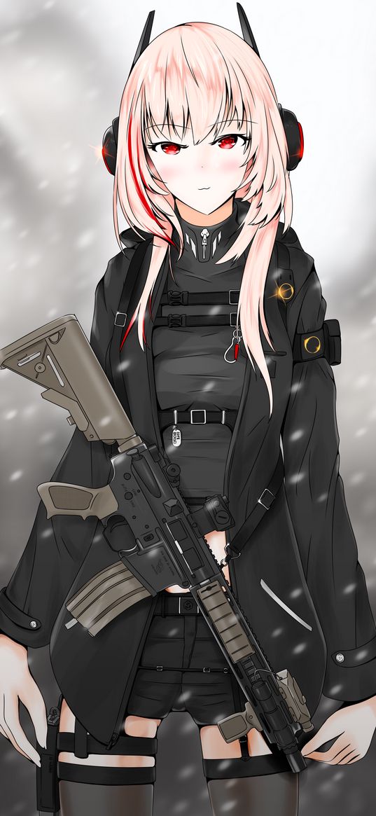 m4, girls frontline, anime, game, girl, soldier, rifle, weapon, snow, art