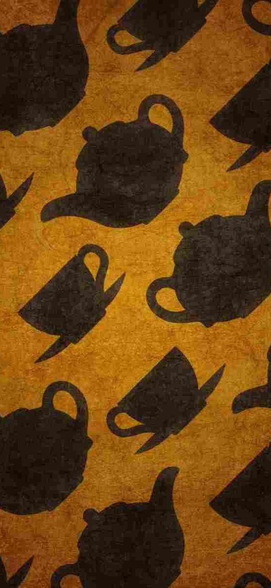 teapots, cups, design, symbol, texture, surface