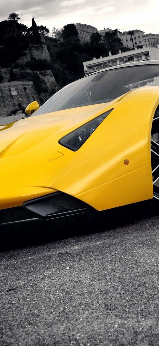 marussia, yellow, blue, city, front bumper