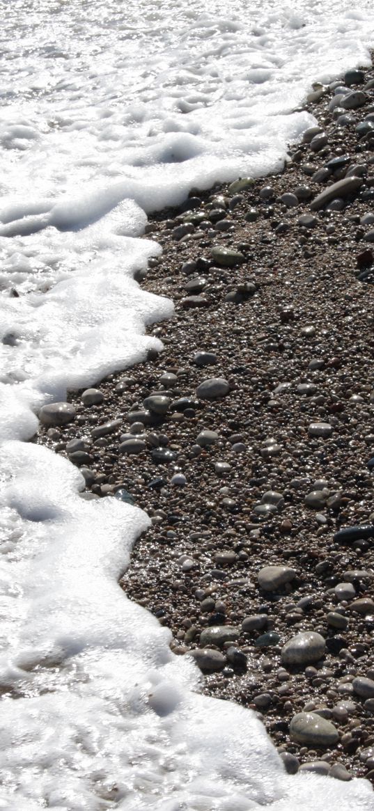 pebble, stones, sea, waves, whisper, foam