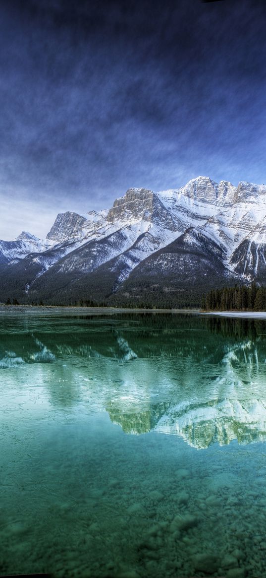 canada, lake, transparent, water, bottom, mountains, cool, freshness, purity