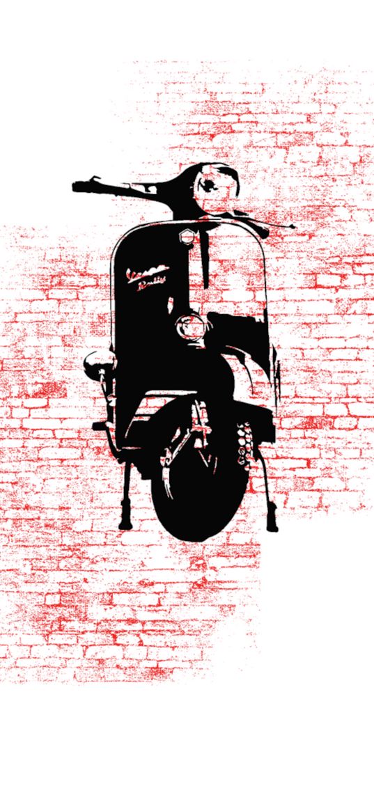 vespa, scooter, wall, italy, black, red, graffiti, art