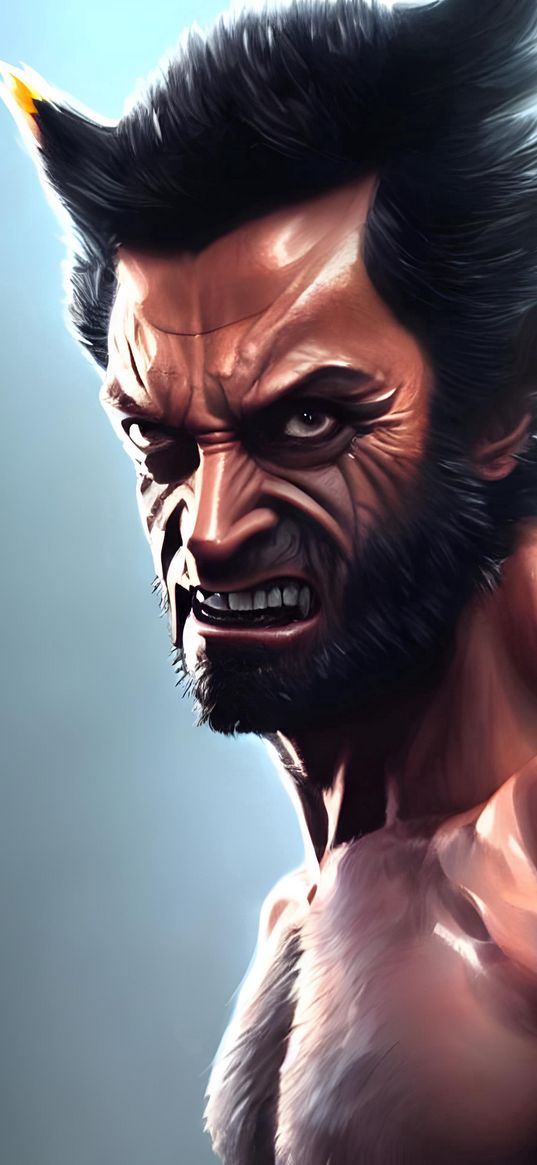 wolverine, superhero, art, grin