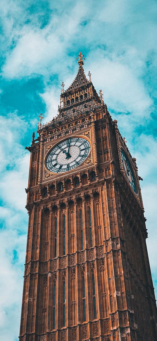 big ben, tower, clock, architecture, london, england, clouds, sky