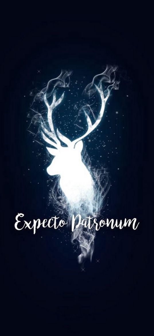 harry potter, deer, patronus, spell, magic, white, dark background, art