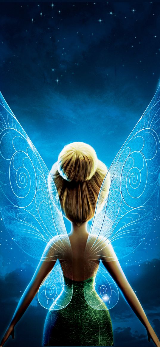 tinker bell, fairy, cartoon, wings, stars, art