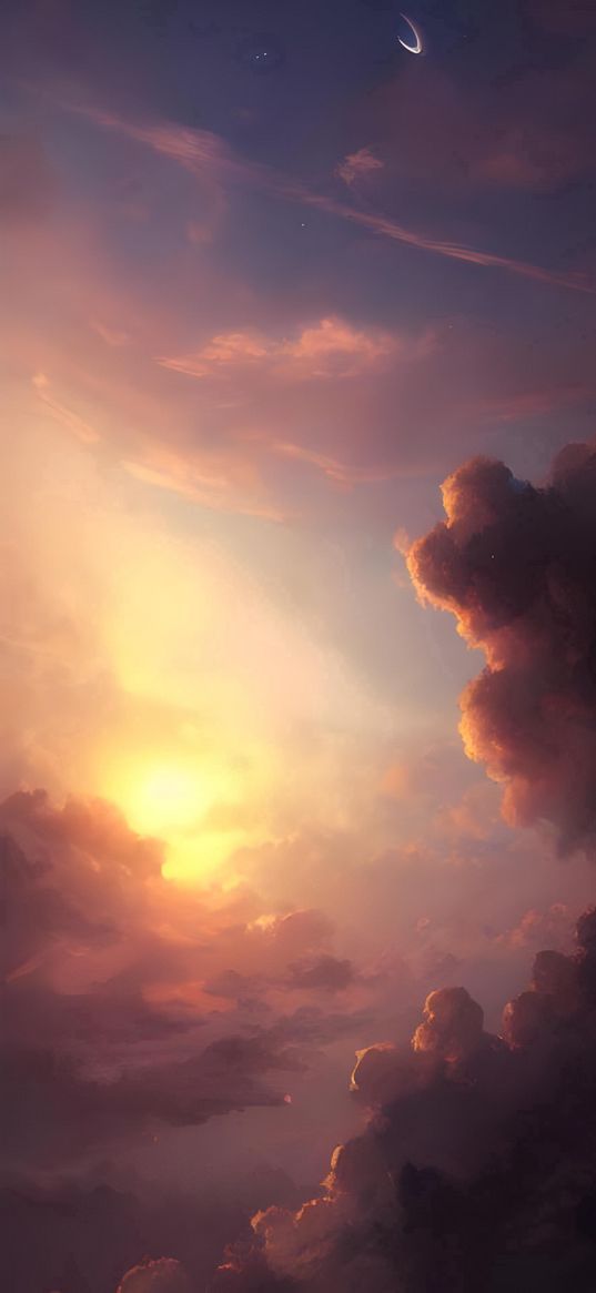 sky, clouds, sun, heaven