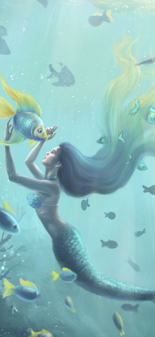 sea, fish, girl, mermaid