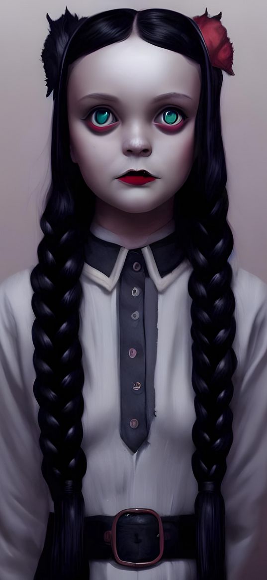 nn_vanillasky, ai artist, wednesday addams, art