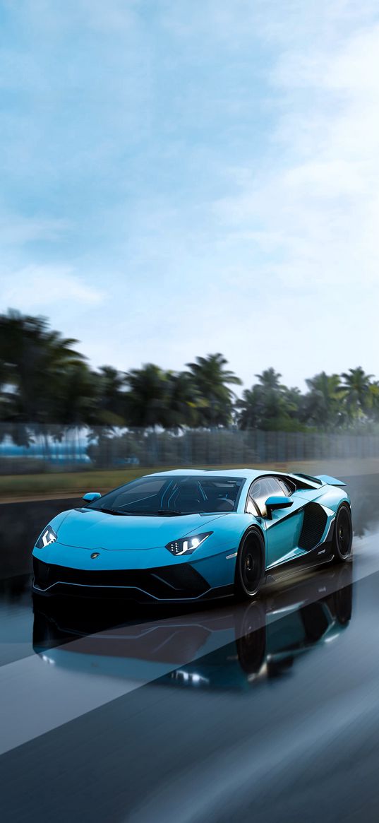 lamborghini, auto, sportcar, blue, turquoise, reflection