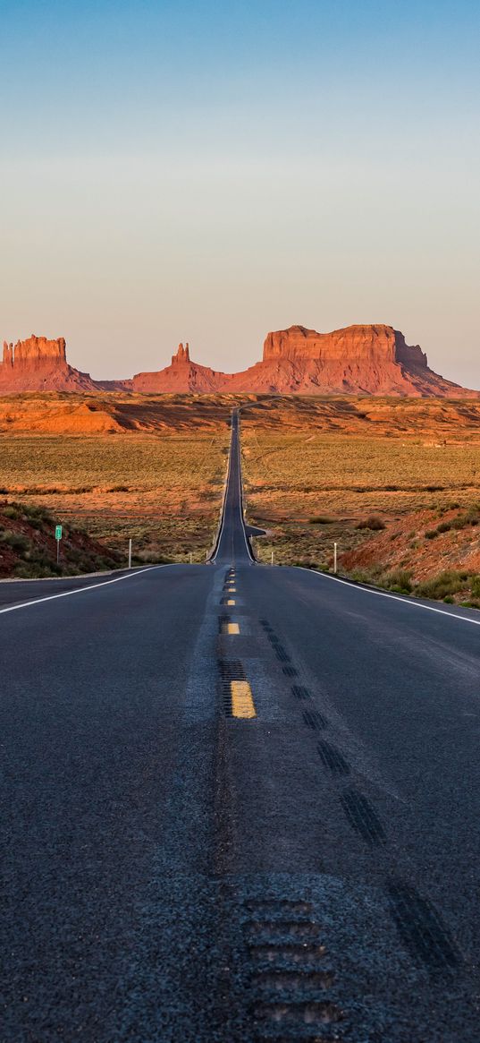 road, rocks, canyon, bushes, desert