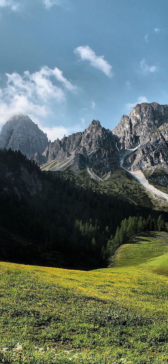 glade, mountains, summer, green, landscape, day