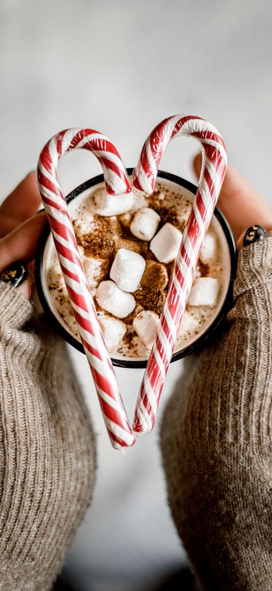 coffee, marshmallows, candy, lollipop, christmas, new year