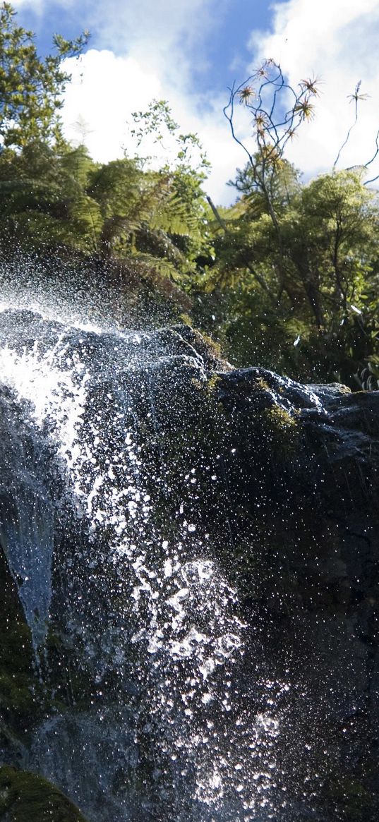 falls, splashes, stones