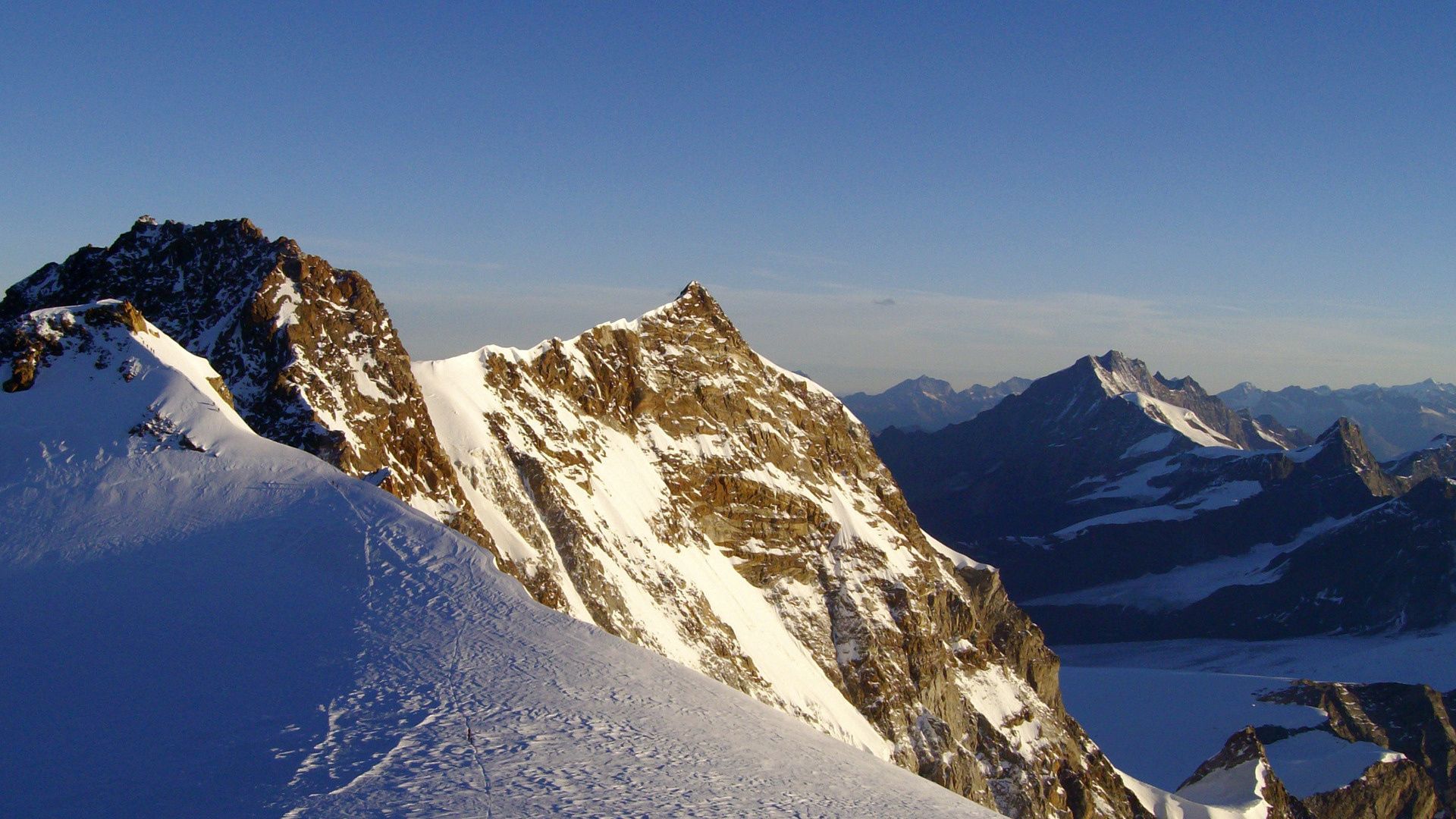 mountains, rocks, snow, cover, peak, height, silence