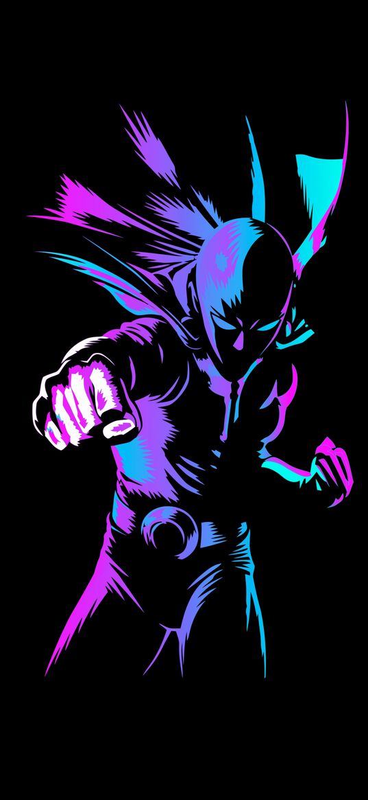 one-punch man, saitama, anime, superhero, art, black, purple