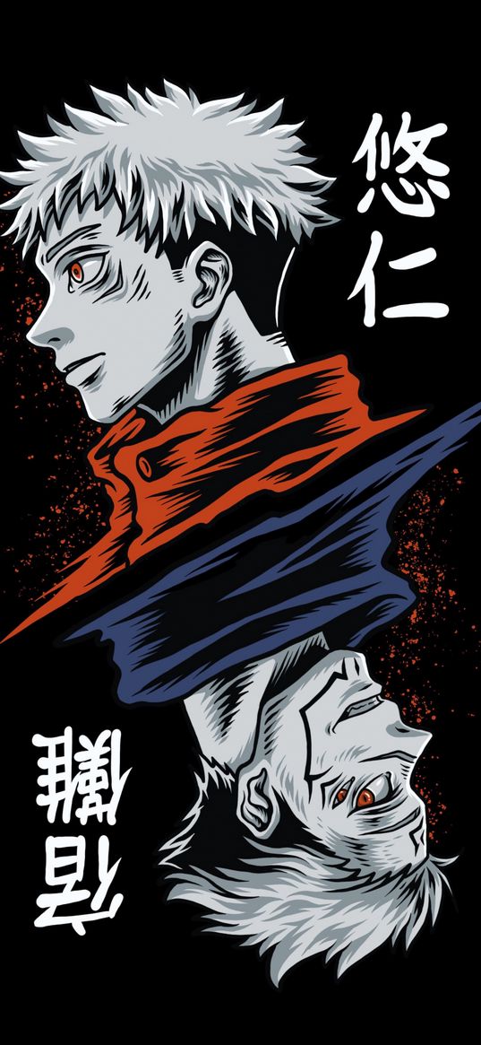 itadori yuji, jujutsu kaisen, anime, character, art, itadori, black