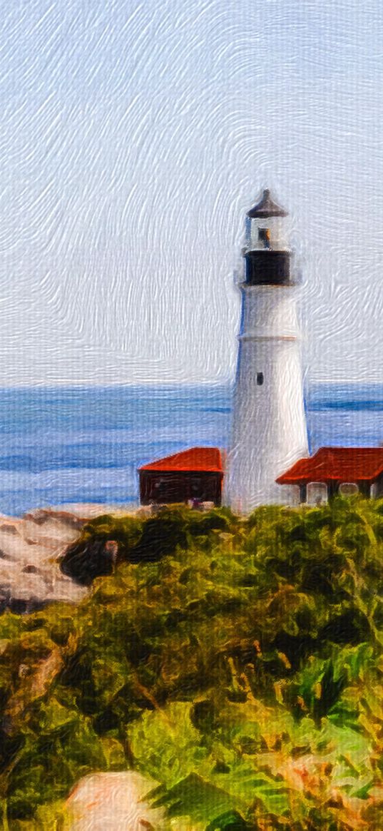 lighthouse, coastline, art