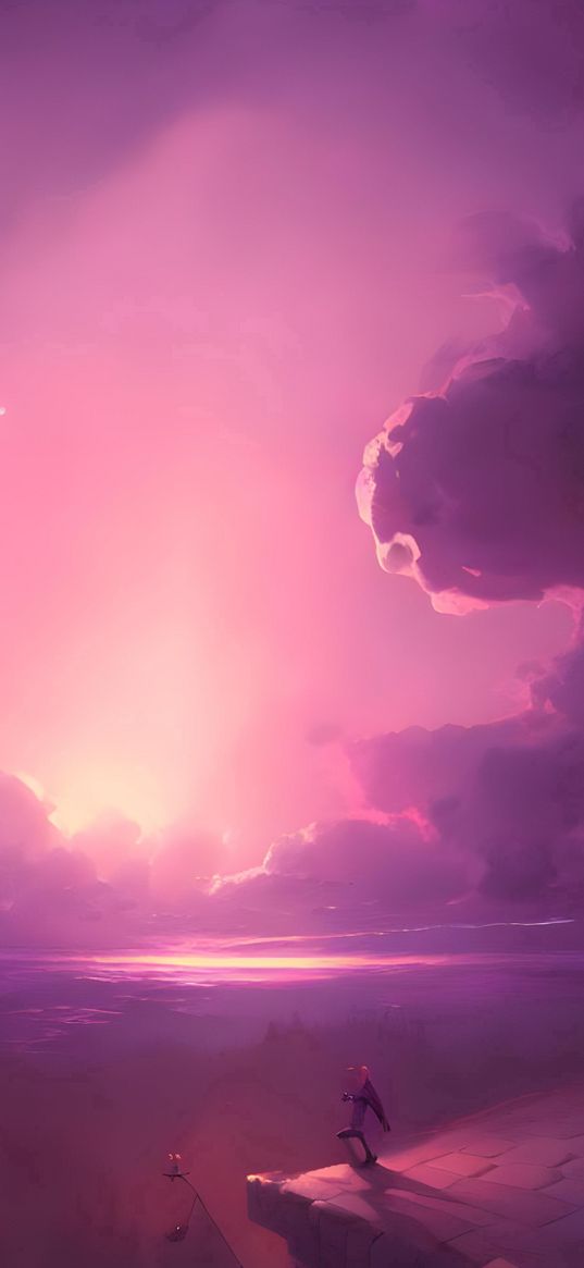 purple, sky, clouds, free, ai