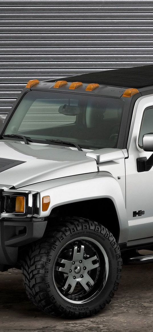 hummer, h3, auto, gray