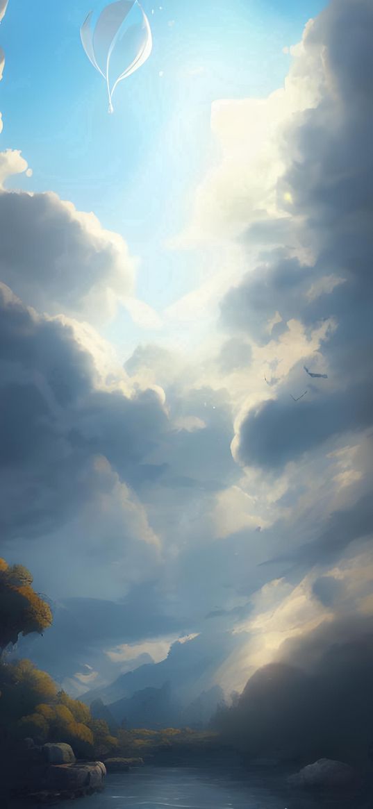 sky, clouds, lightness, landscape, ai