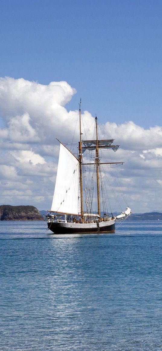 ship, sea, clouds, sky