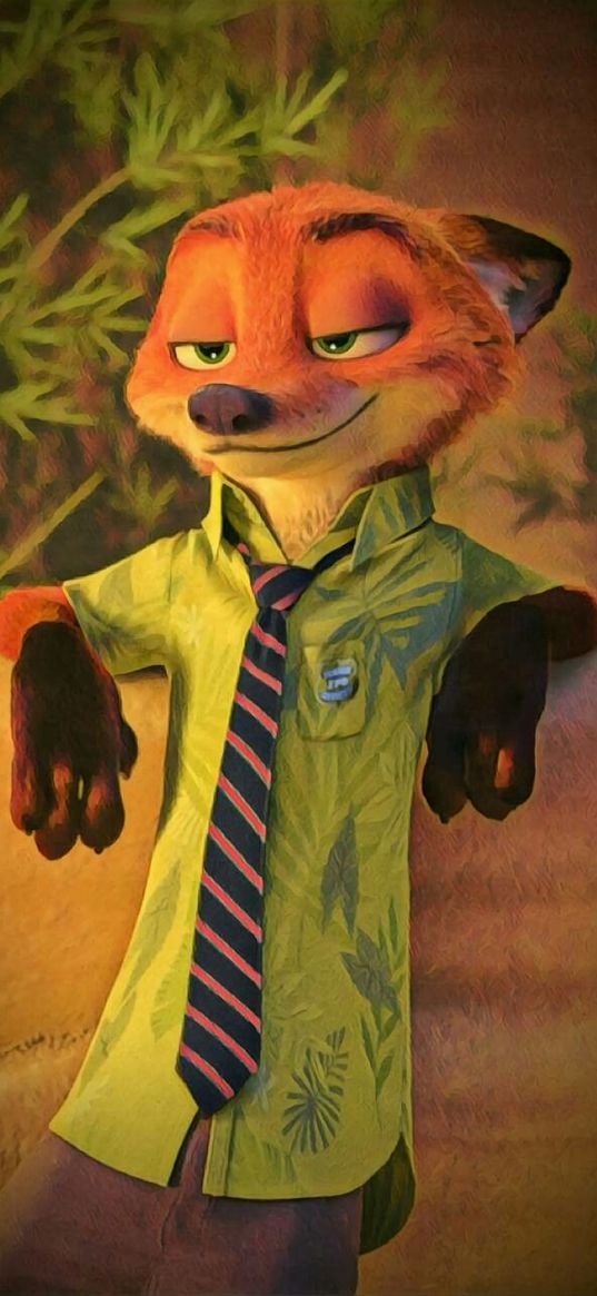 nick wilde, zootopia, cartoon, fox, smug, shirt, art