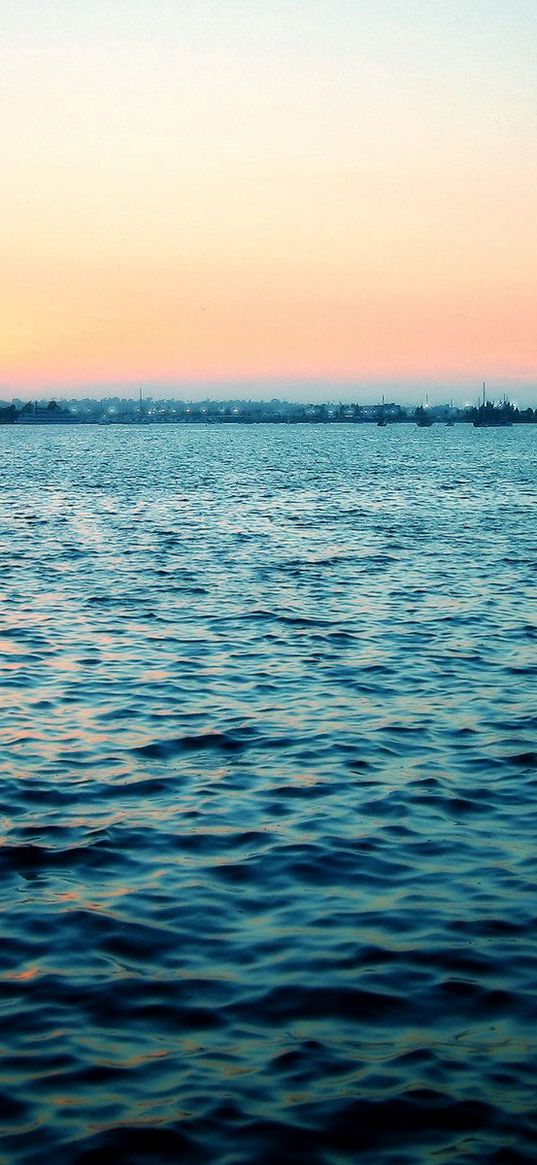 sea, calm, water table, ripples, evening