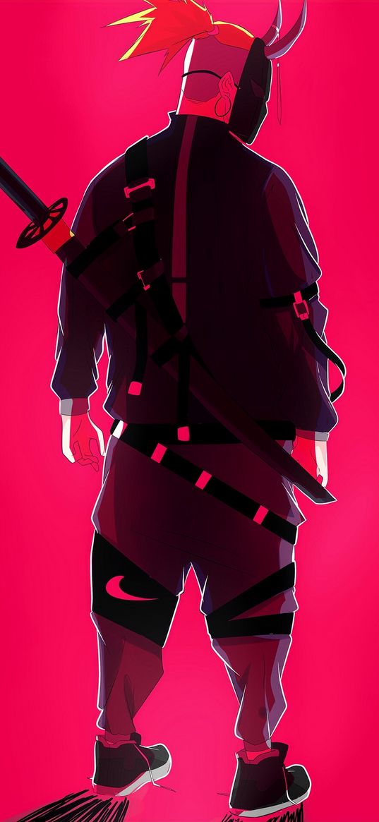 guy, mask, ninja, katana, red, nike, art, fanart, artwork