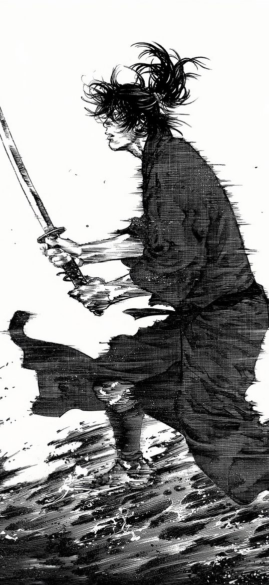 vagabond, mangá, samurai, katana, takehiko inoue, artwork