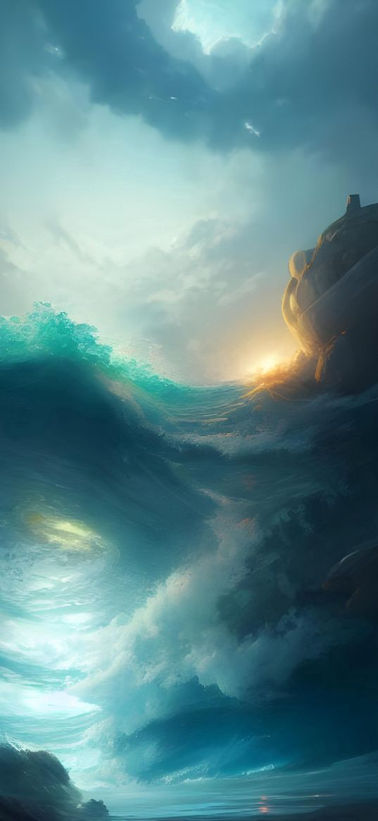 nn_vanillasky, ai artist, raging sea, art